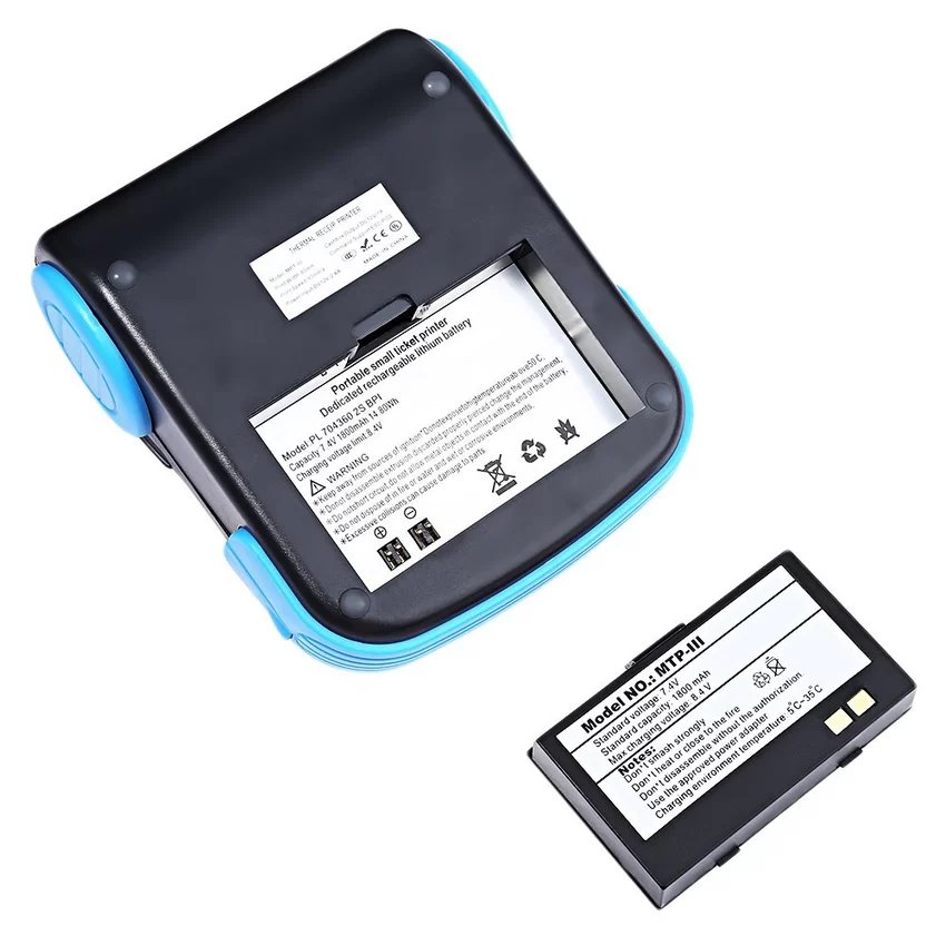 MTP - 3 Portable 80mm Bluetooth 2.0 Android Thermal POS Printer with OLED Display - US PLUG (BLUE) - Intl - Image 7